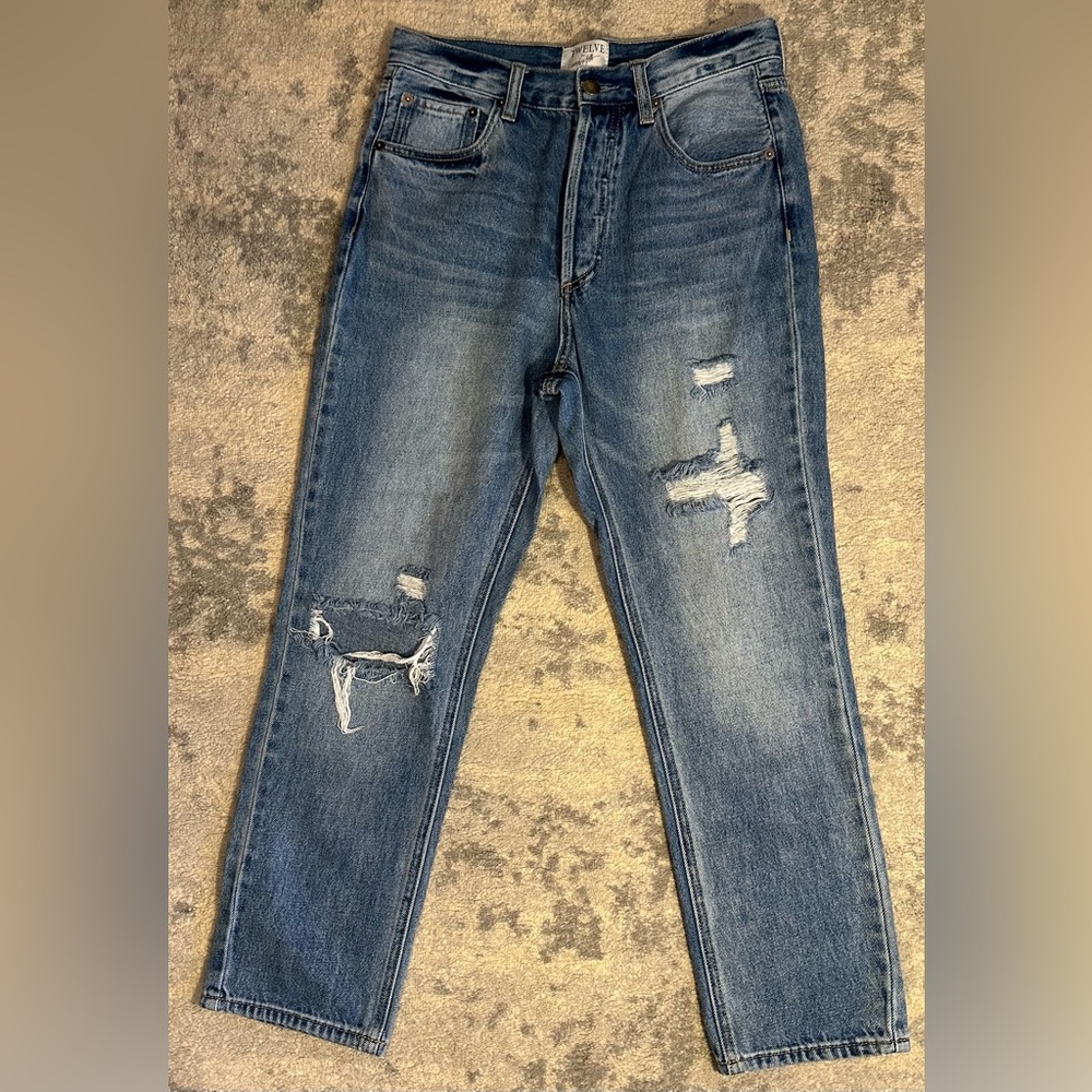 Twelve By Ontwelfth Jeans Women Size 27 Distressed Cropped Button Fly High Rise